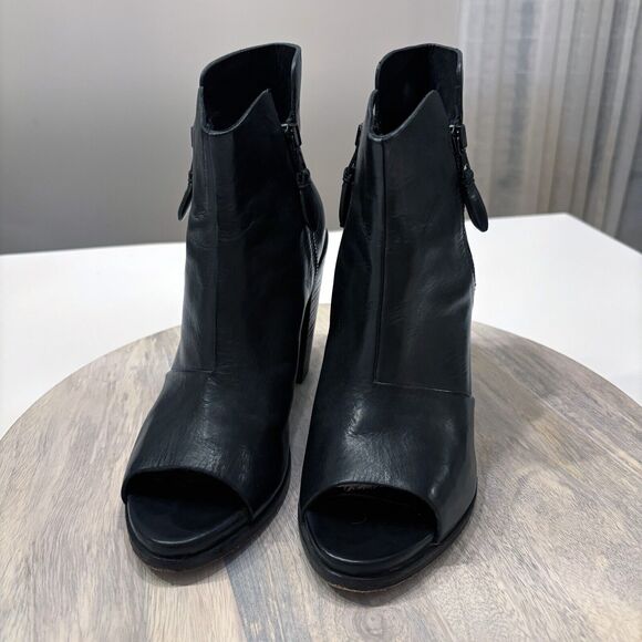Rag & Bone Noelle Open Toe Booties Black Leather Heels US Size 8 EU Size 39 - Picture 4 of 9